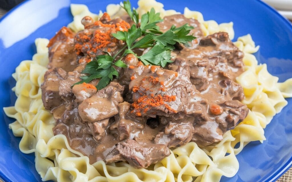 tips for making Beef Stroganoff Without Mushrooms, featuring perfectly seared beef and a creamy, flavorful sauce
