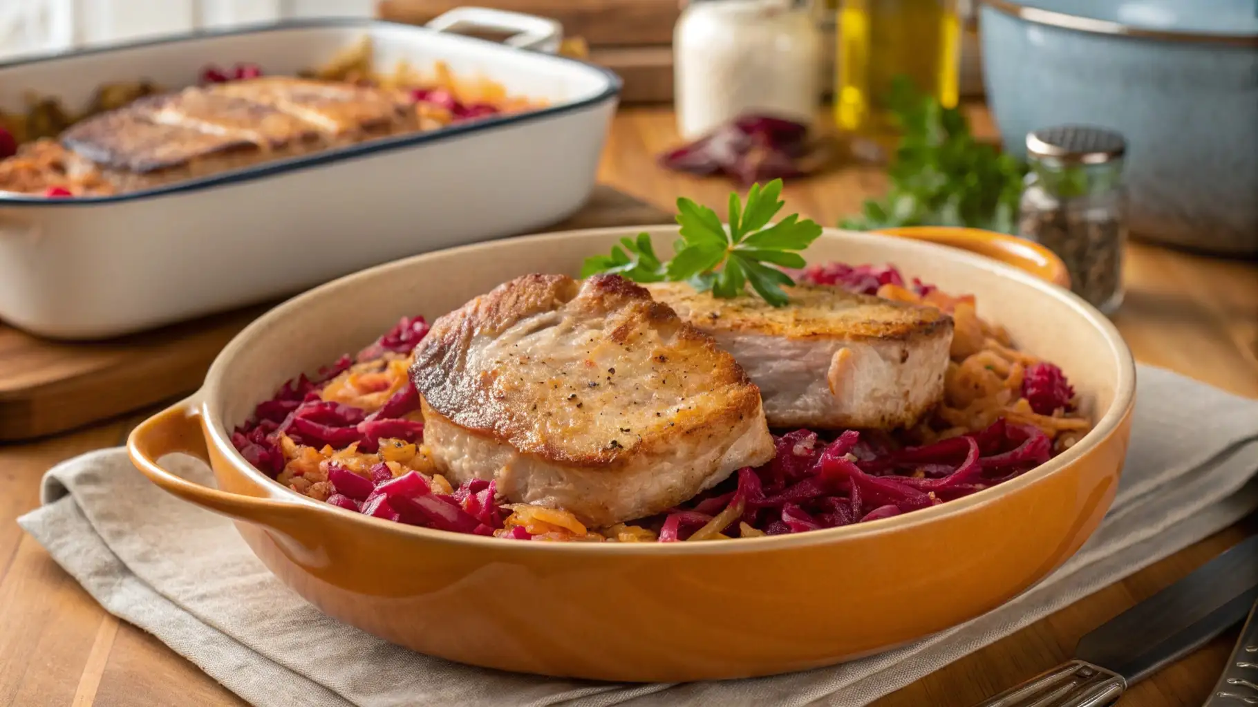 easy slow cooker pork chops and sauerkraut